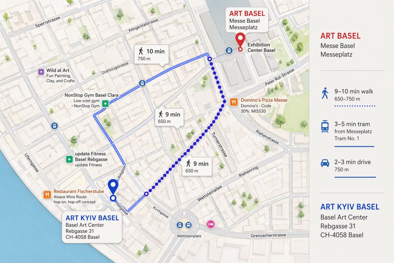 Basel map — Art Basel Week 2026 · Basel Art Center to Messe Basel