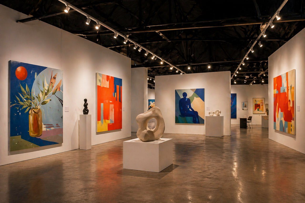 ART KYIV — curated gallery environment with artworks and sculptures